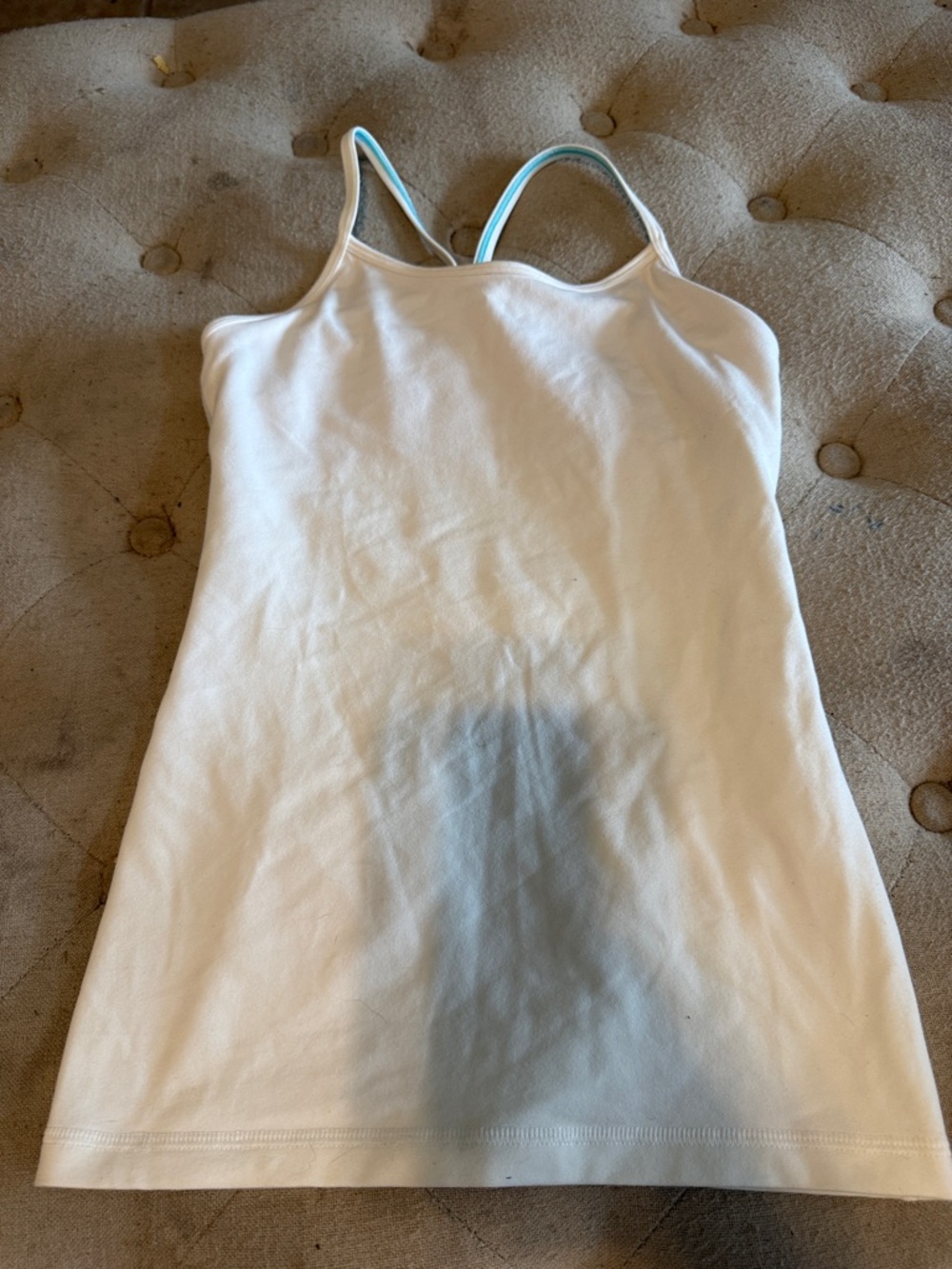 Ivivva White Tank Top with Light Blue Trim